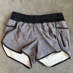 Lululemon Size 6 Lined Shorts in Heather Grey and Black